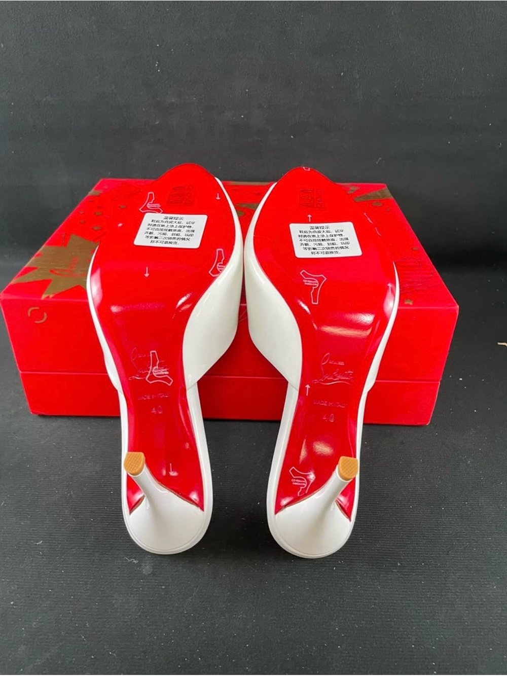 White Patent High Heels with Red Soles
